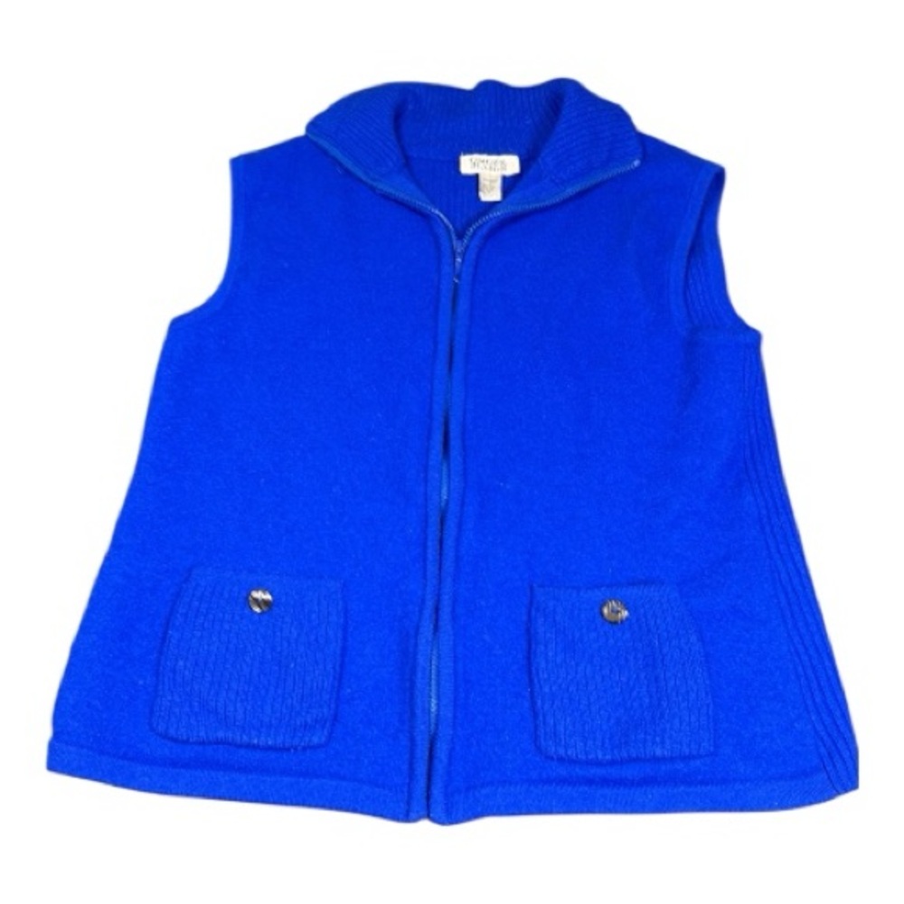 Chicos Design Vibrant Blue Sleeveless 100% wool vest Size 16/XL